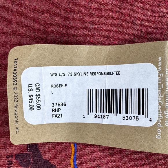 Patagonia Womens L/S '73 Skyline Responsibili-Tee Size L Rosehip Outdoor Graphic - Picture 3 of 11